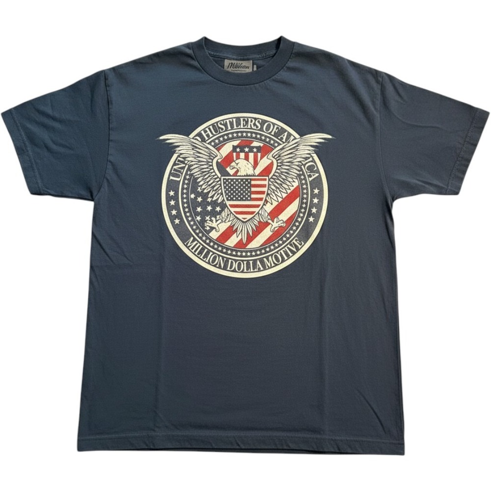 Million Dolla Motive United Hustlers of America Graphic T-Shirt NAVY Mens L